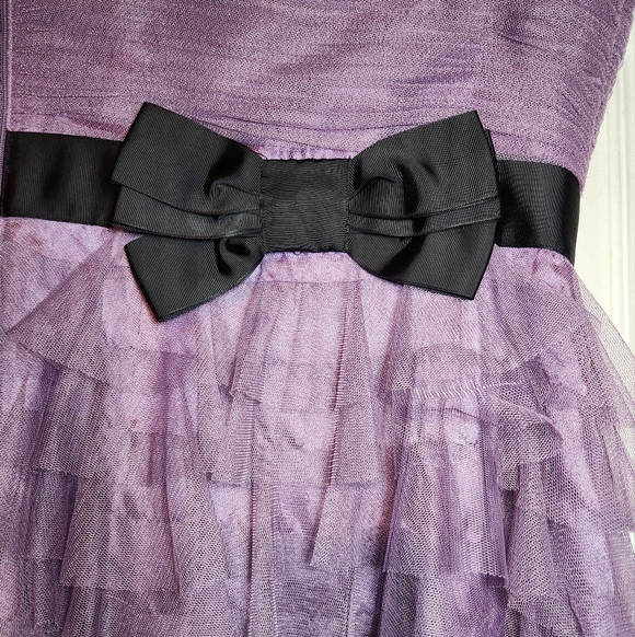 Y2k Betsey Johnson Lavender Tulle Tiered Strapless Mini Dress Size 6 - Picture 3 of 5